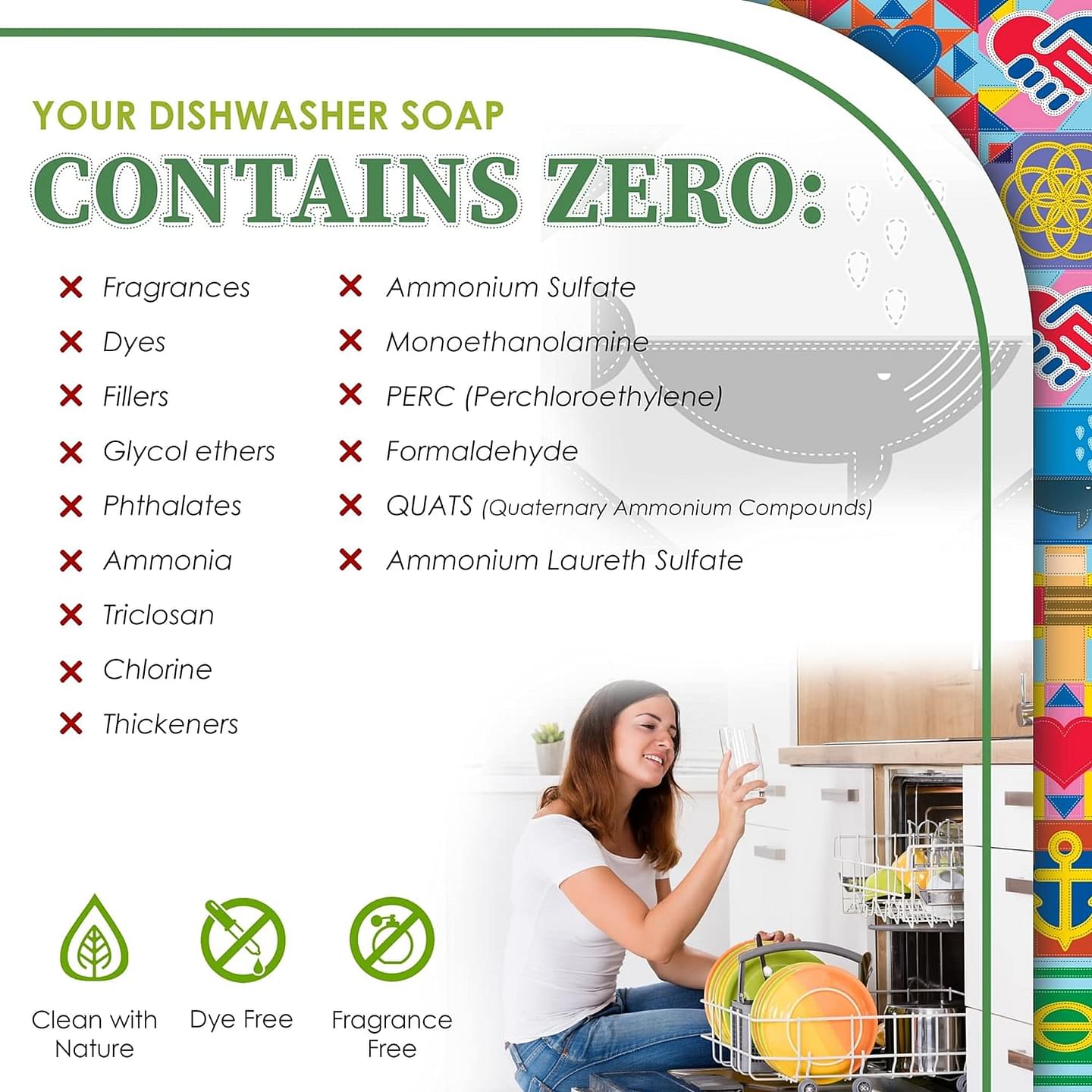 Auto Dishwasher Soap, 12.5oz Bag - Natural Concentrated Formula - Dish Soap, Dishwasher Detergent Cleaning Supplies, Hard Water Stain Remover, Sparkling Clean Dishes, No Harmful Ingredients image