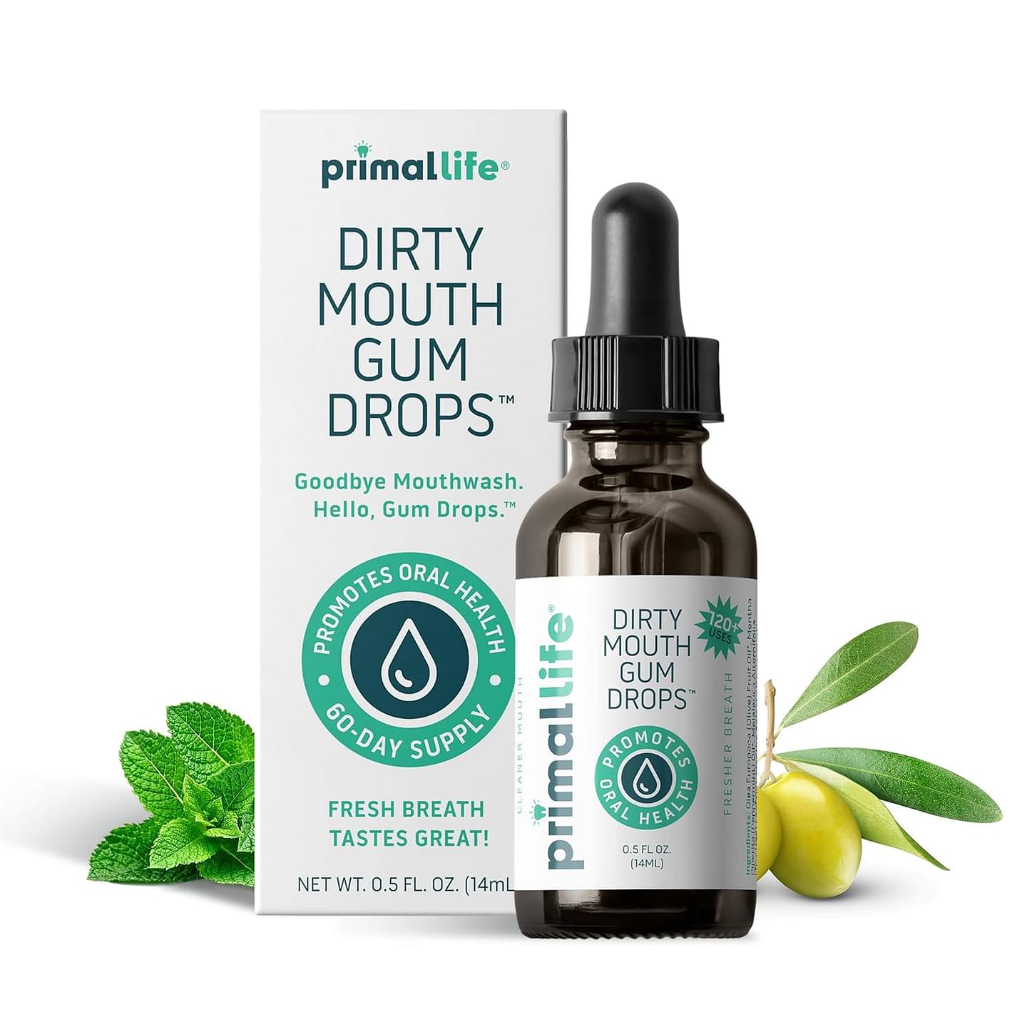 Primal Life Organics - Dirty Mouth Gum Serum, Natural Essential Oils, Promotes Good Breath, Gentle Mouthwash, Supports Good Oral Health, Great On Your Gums, Paleo, Organic, Vegan, Gluten-Free (0.5 oz) image