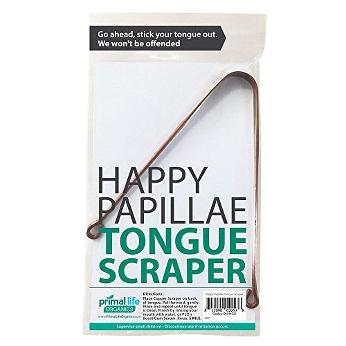 Primal Life Organics, Happy Papillae Tongue Scraper, Self-Cleaning Copper, Supports Oral Health (Single) image