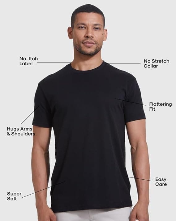 True Classic Mens T-Shirts - Short Sleeve Crew Neck Plain Novelty T Shirt for Men Large Black/Carbon/White (3-pack) 3